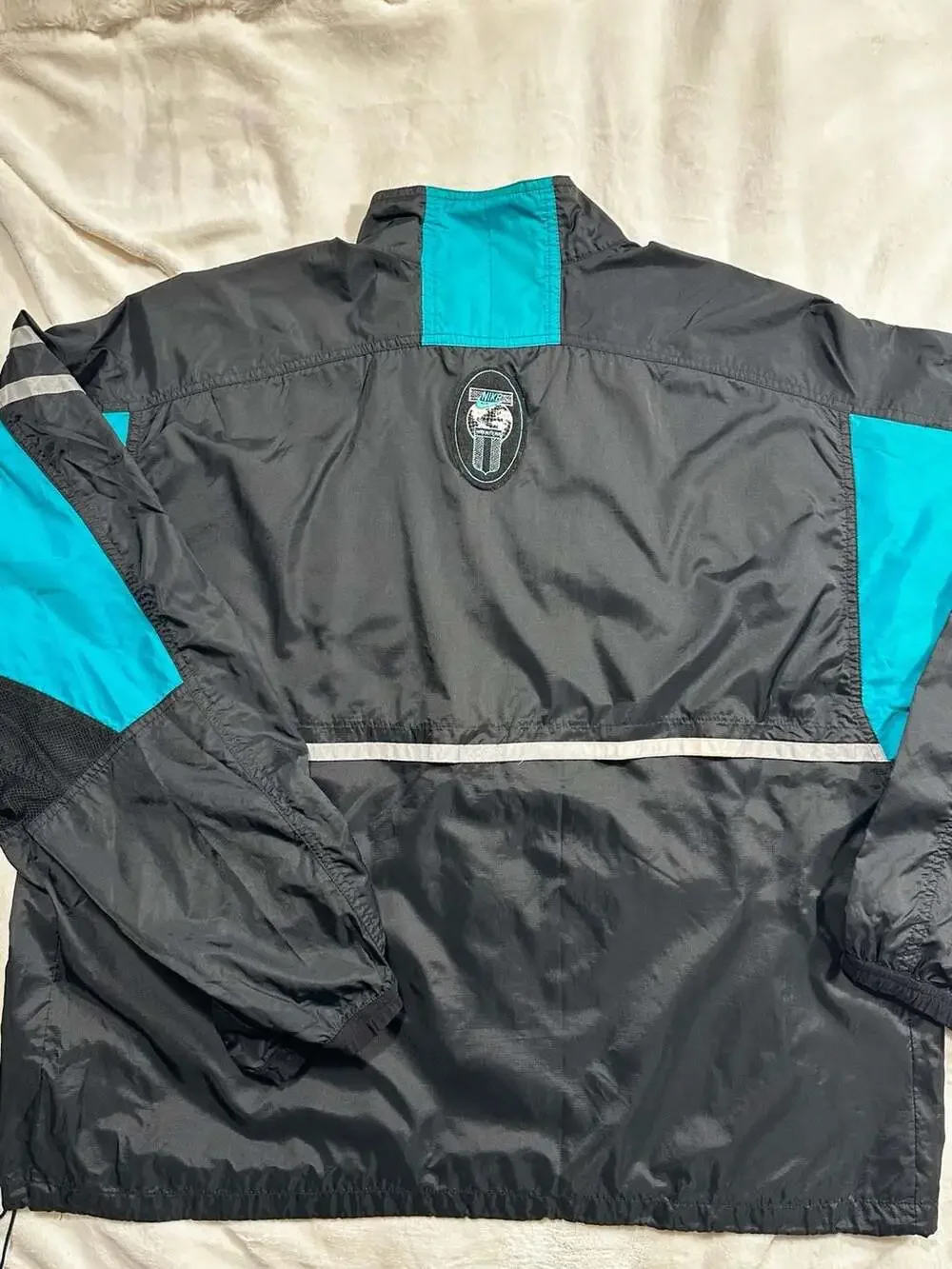 Vintage 90s Nike Black and Teal 1/2 Zip Windbreaker Jacket XLarge